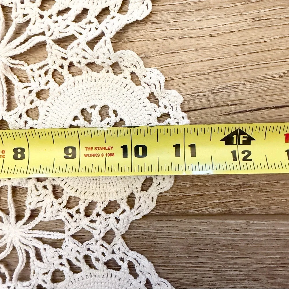 Vintage Handmade white crocheted medallion doilies Set‎ of 2 Cotton Cottage Core